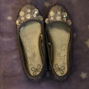 Silver Rhinestone flat girls shoe
